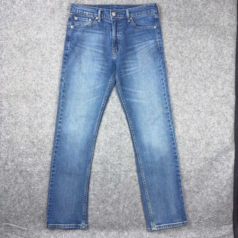 Levi's 513 Jeans Mens 32x32 Blue Slim Straight Leg Stretch Faded Denim Whisker